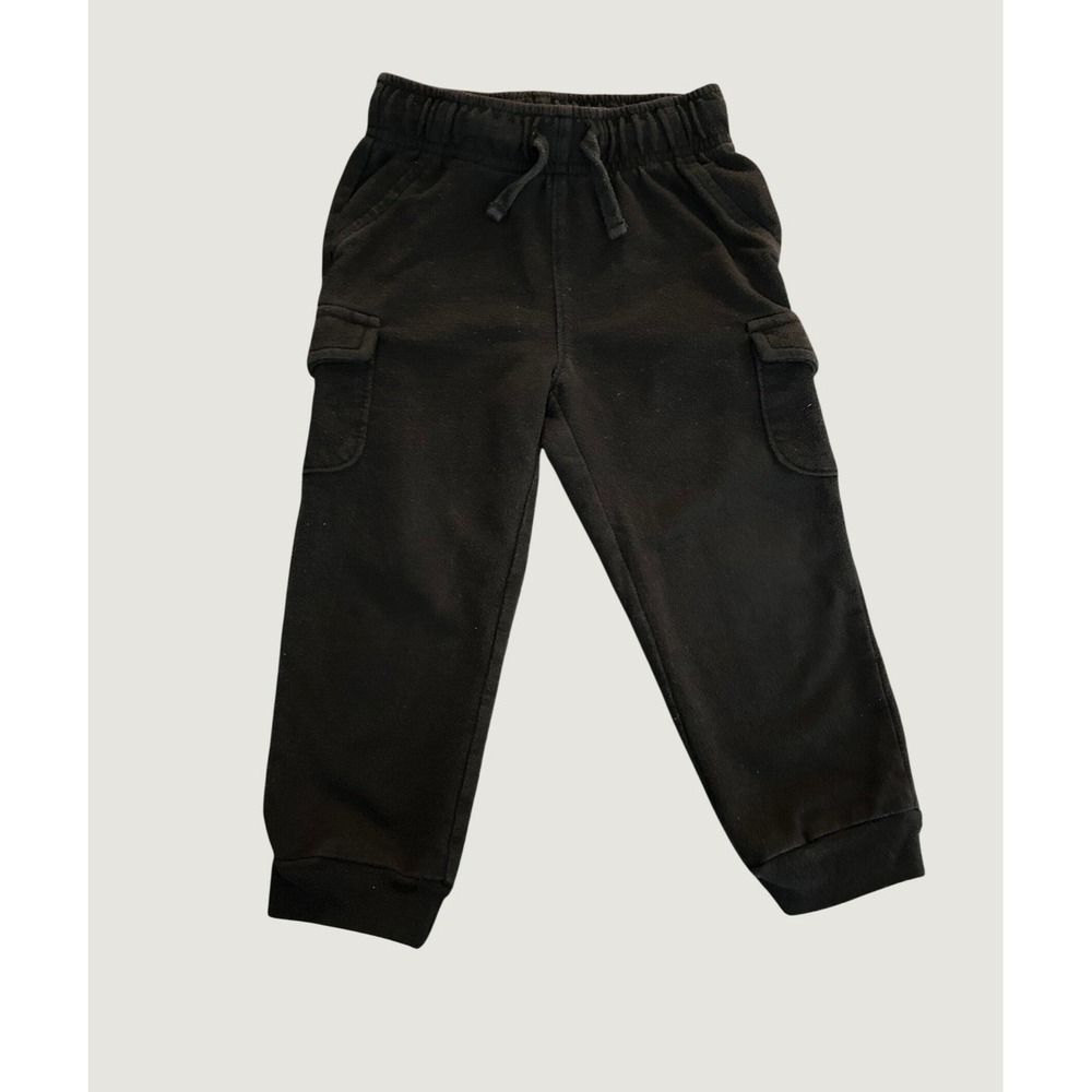 Okie Dokie Boys Black Cargo Jogger Pants Fleece Sweatpants Size 2T F21180 1334